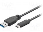 Кабел USB A/C TCAB-255 TYPE-C Кабел; USB 3.0,USB 3.1; USB A щепсел, USB C щепсел; 2m; черен